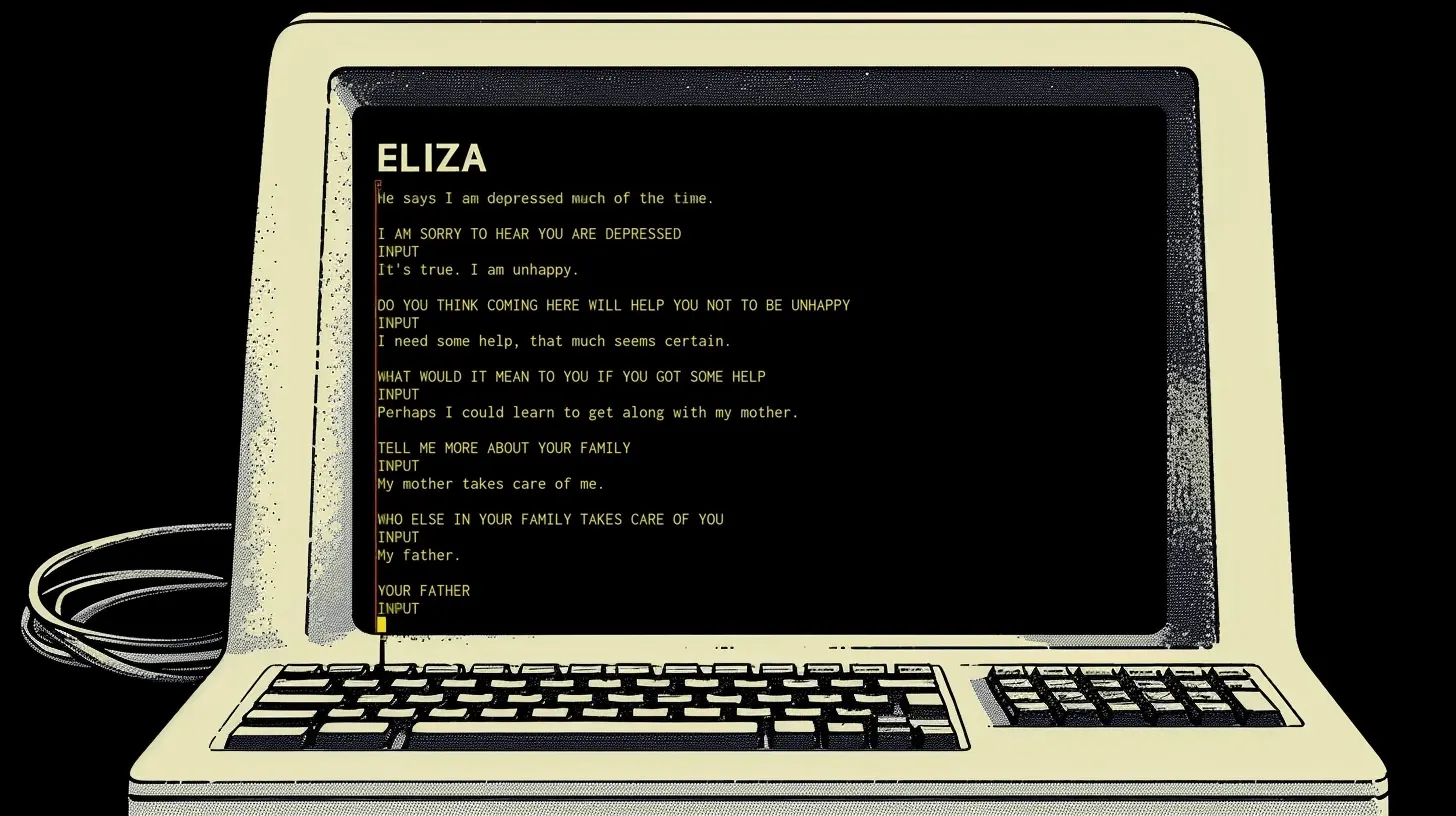 One of the first chatbots which humans developed called ELIZA. It was supposed to be a therapist.